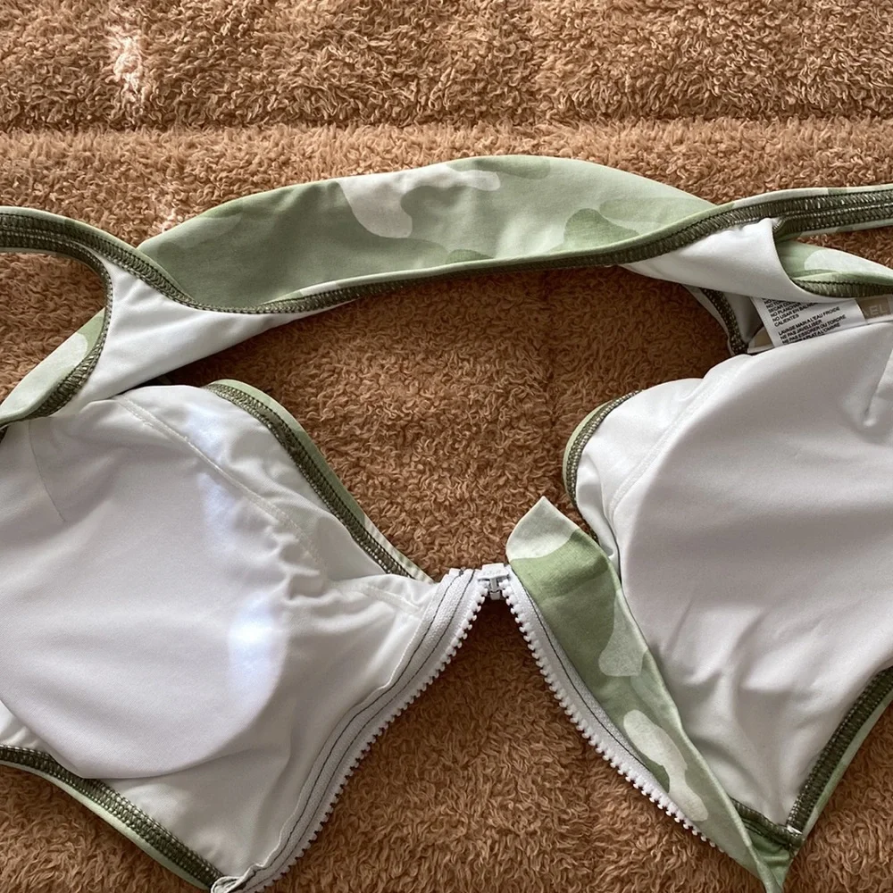 Michael Kors Army Camo Zip Front Bikini Set SZ M - Picture 4 of 6